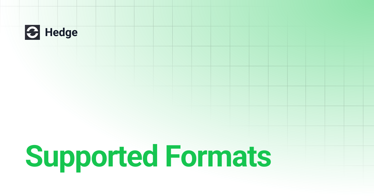 Supported Formats